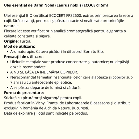 Ulei esential de dafin Nobil Bio, 5 ml, Born to Bio 673737
