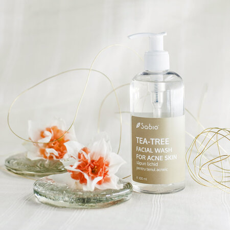 Sapun lichid facial cu Tea-Tree pentru ten gras si mixt, 300 ml, Sabio 817871