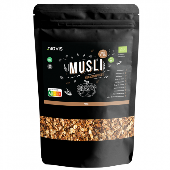 Musli Bio cu cacao si cocos, 200 g, Niavis Bio