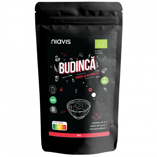 Budinca Bio instant cu seminte de in si macese, 150 g, Niavis Bio