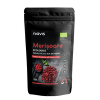 Merisoare ecologice indulcite cu suc de mere, 125 g, Niavis Bio