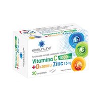 Vitamina C 1000 mg + D3 2000 UI + Zinc 15 mg, 30 comprimate, Biosunline