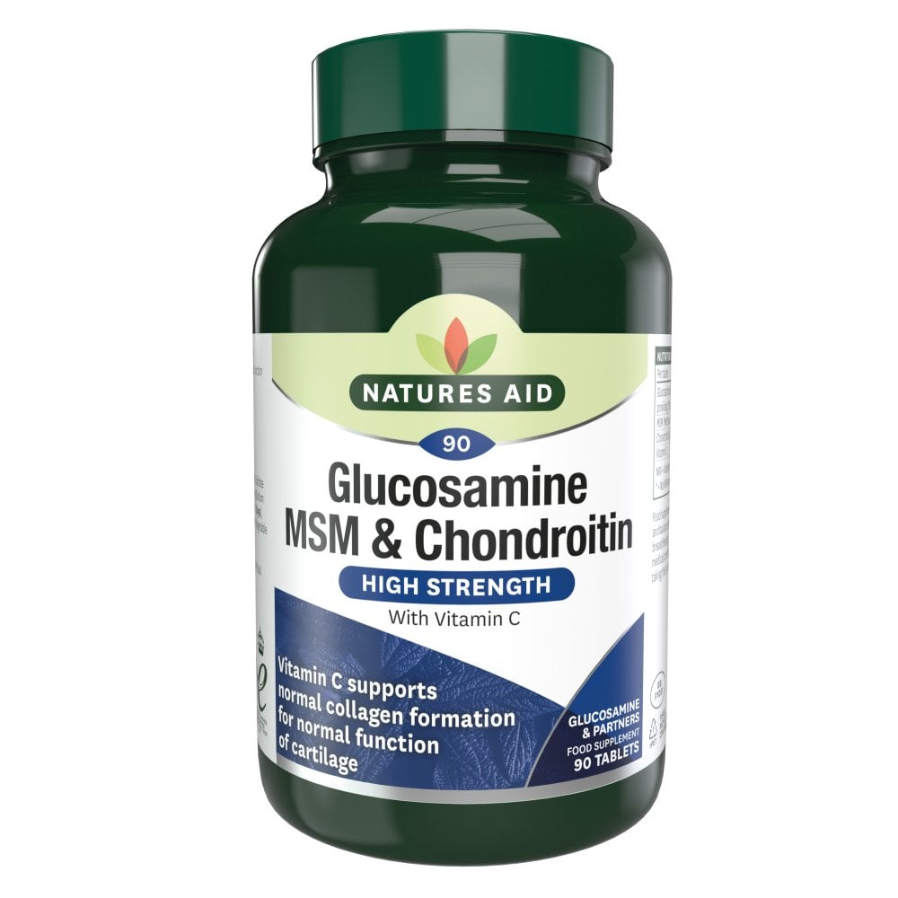 Glucozamina MSM si Condroitina cu vitamina C, 90 tablete, Natures Aid