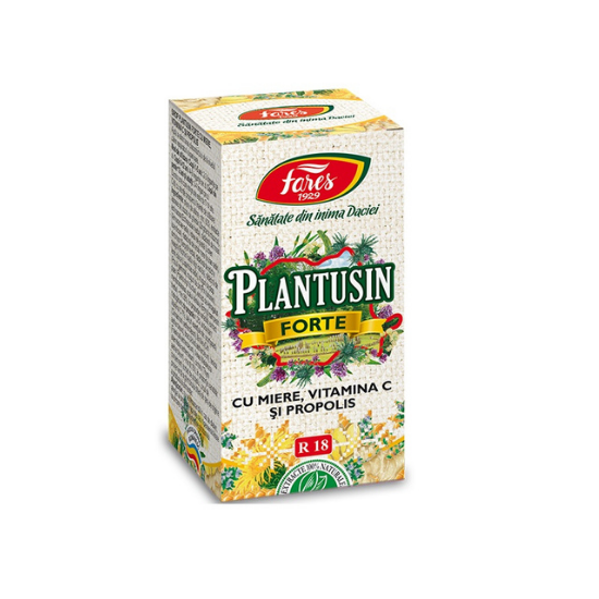 Plantusin Forte cu miere, vitamina C si propolis, 100 ml, Fares