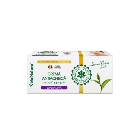Crema antiacneica cu argila si propolis, 20 ml, Vivanatura