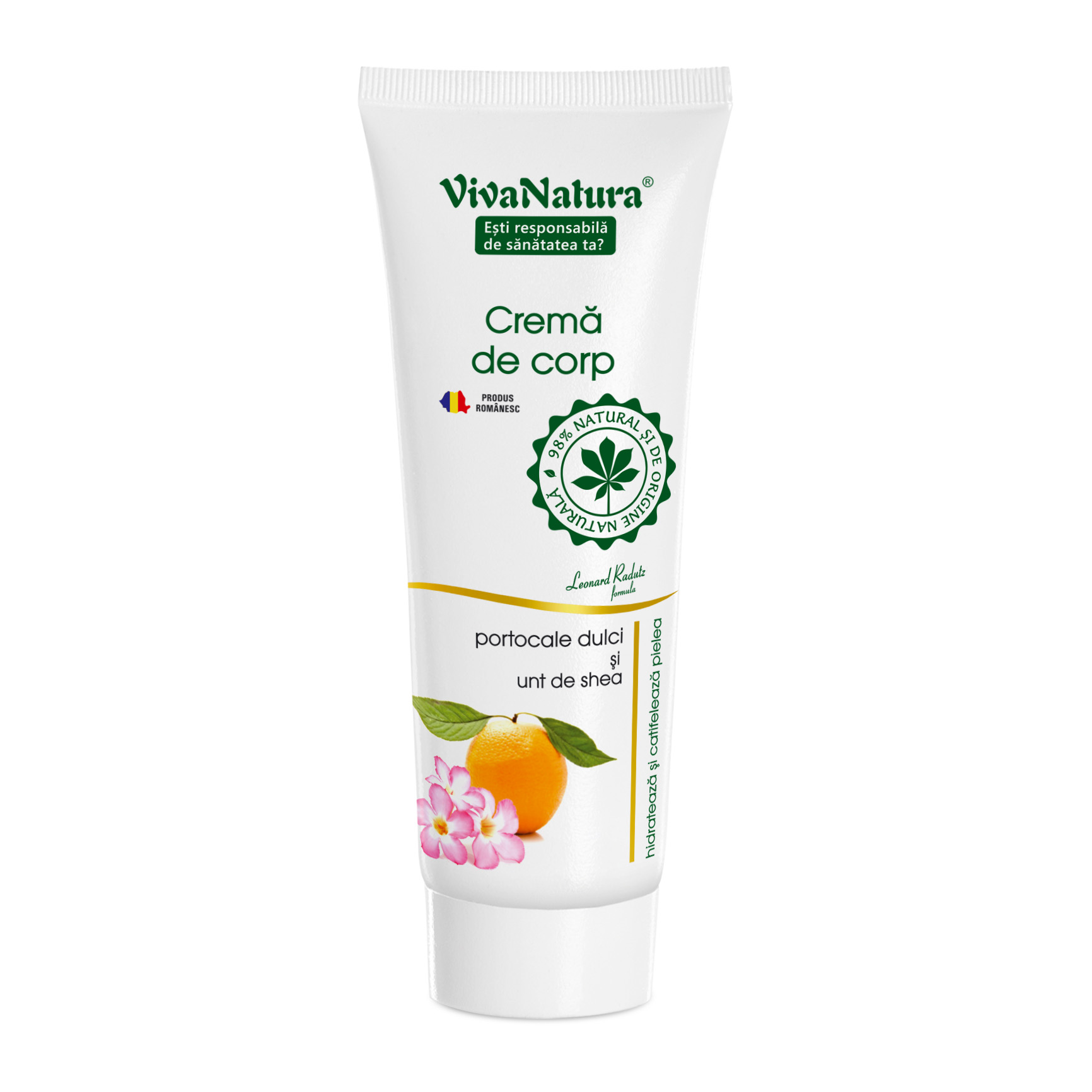 Crema de corp cu portocale dulci si unt de shea, 250 ml, Vivanatura