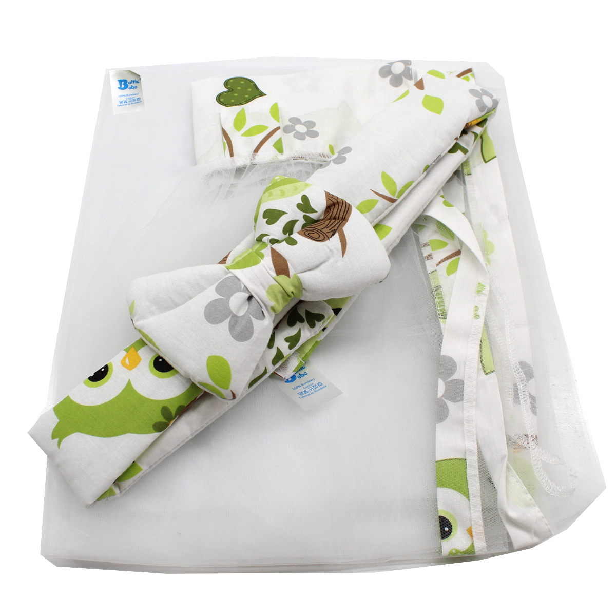 Kit complet lenjerie pentru patut, Buftina Verde, 10 piese, Baltic Bebe