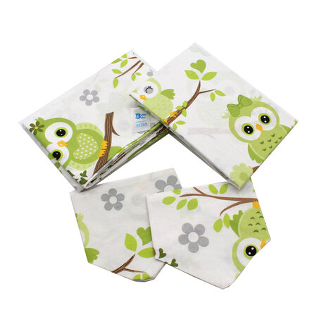 Kit complet lenjerie pentru patut, Buftina Verde, 10 piese, Baltic Bebe 487589
