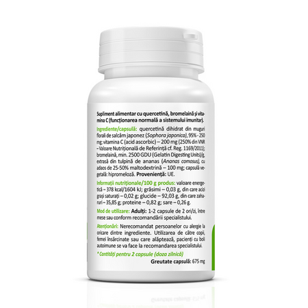 Quercetin Bromelain Vitamina C, 30 capsule, Zenyth 698978