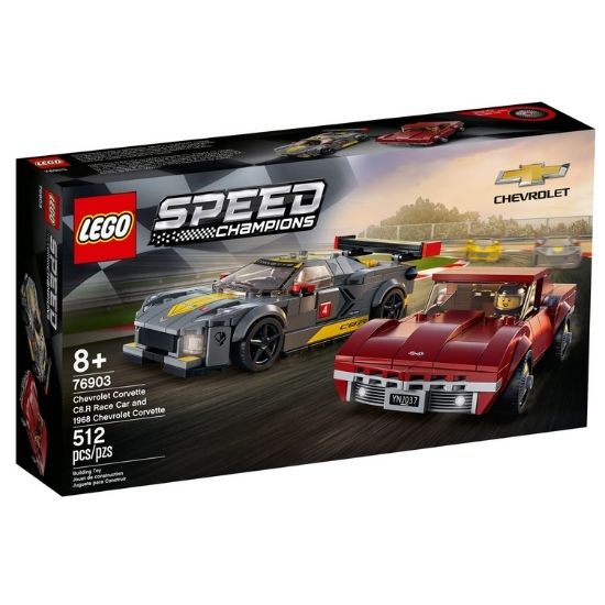 Masina de curse Chevrolet Corvette C8.R si 1968 Chevrolet Corvette 76903, +8 ani, Lego Speed