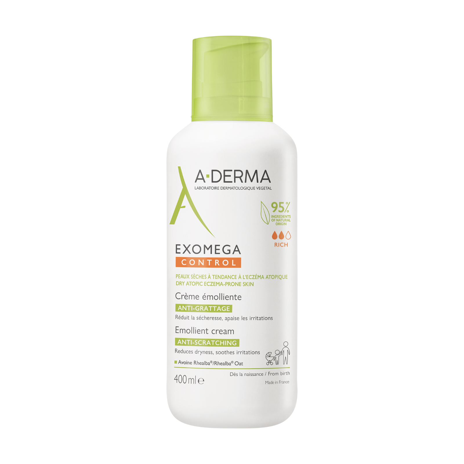 Crema emolienta piele uscata cu tendinta atopica Exomega Control, 400 ml, A-Derma