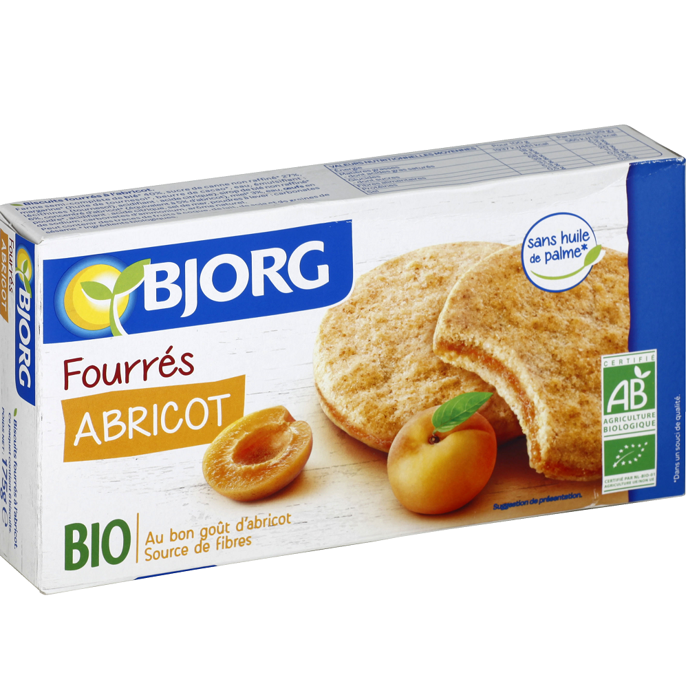 Biscuiti Bio umpluti cu caise, 175 g, Bjorg