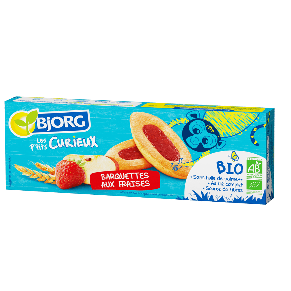 Biscuiti Bio barcute cu capsuni, 120 g, Bjorg