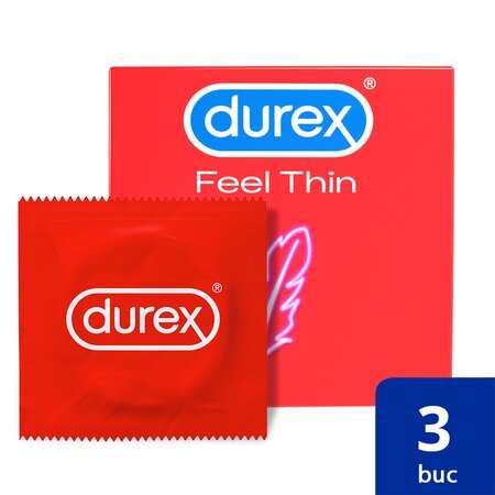 Prezervative Feel Thin, 3 bucati, Durex 541768