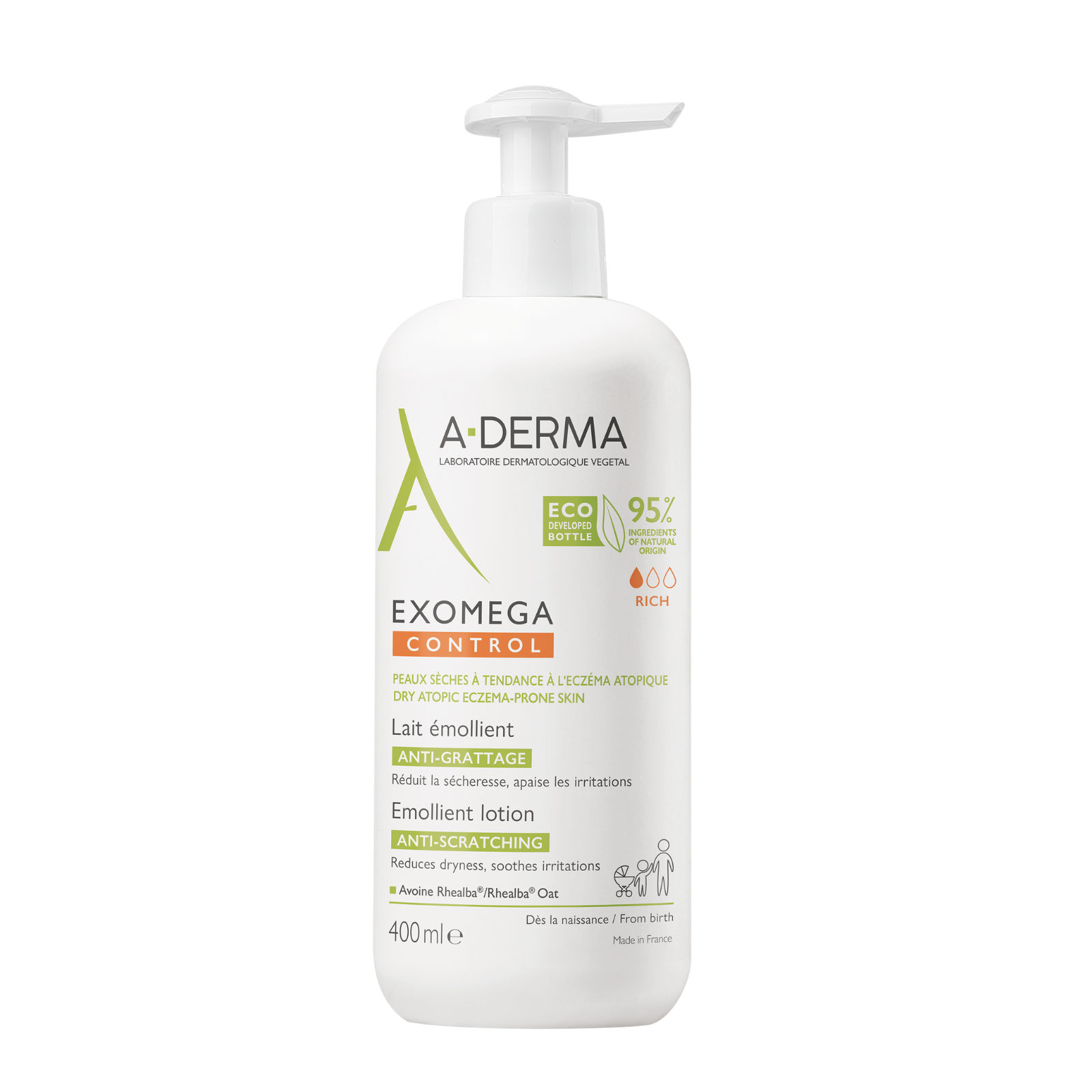 Lapte emolient piele uscata cu tendinta atopica Exomega Control, 400 ml, A-Derma