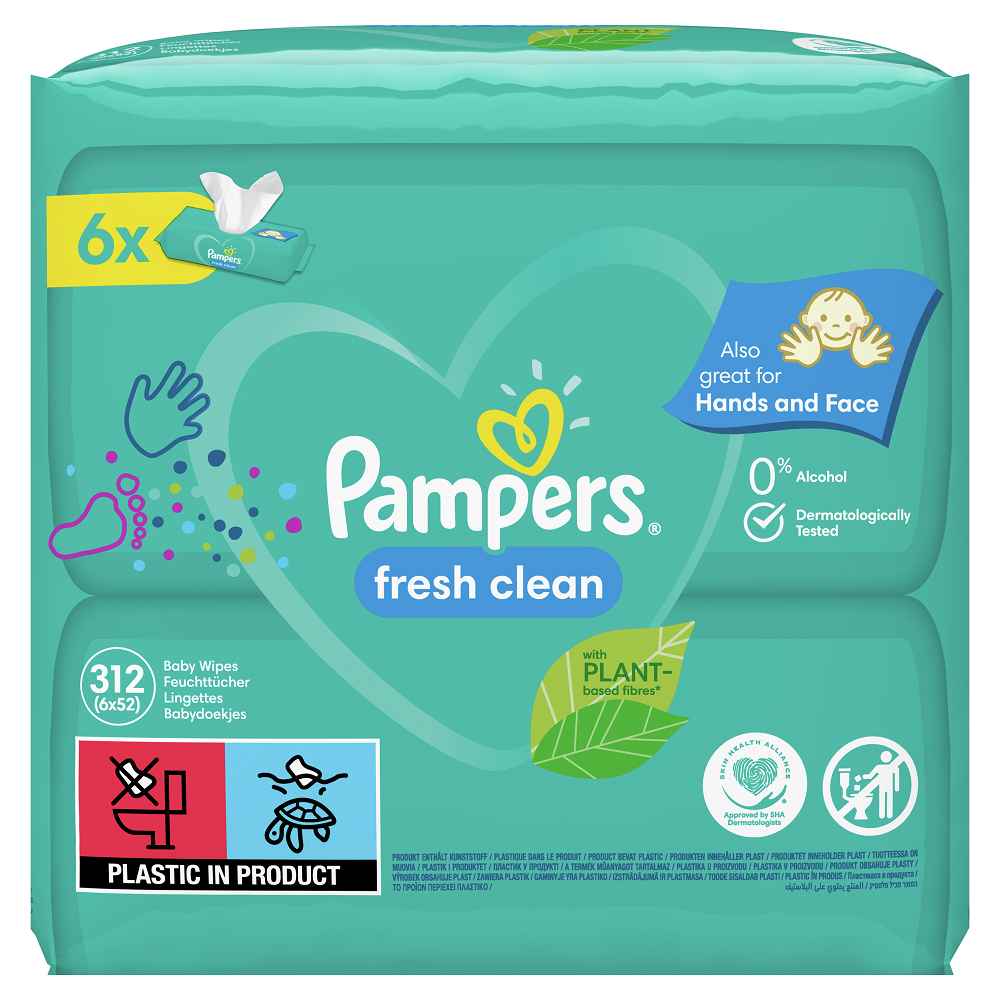 Servetele umede Fresh Clean, 6x52 buc, Pampers