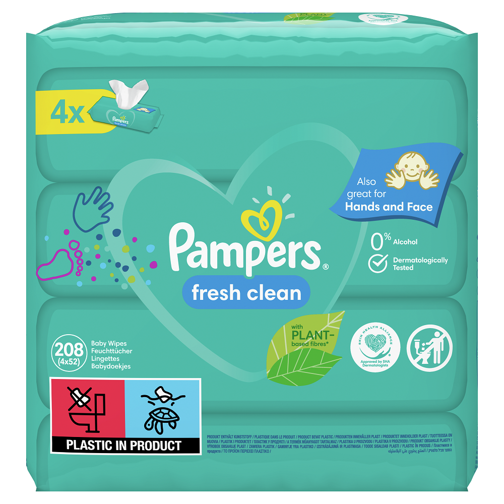 Servetele umede Fresh Clean, 4x52 buc, Pampers