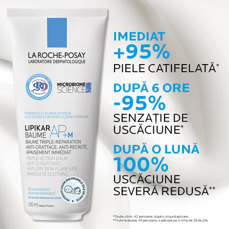 Balsam AP+M cu tripla actiune impotriva puseurilor de uscaciune a pielii Lipikar Baume, 200 ml, La Roche Posay 628146