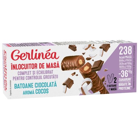 Batoane cu ciocolata si aroma cocos, 2 bucati, Gerlinea 675590