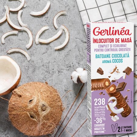 Batoane cu ciocolata si aroma cocos, 2 bucati, Gerlinea 675592