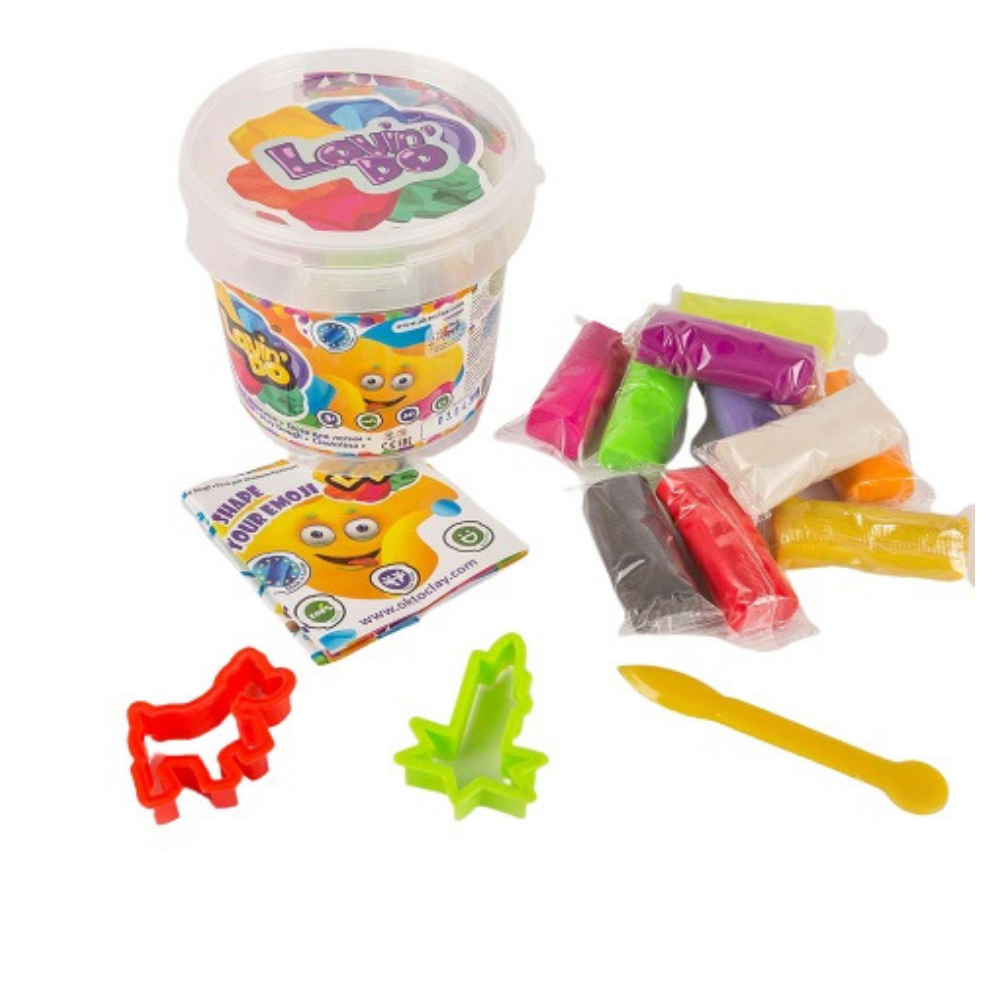 Set plastilina 100% eco si forme de modelaj 10 culori, Okto