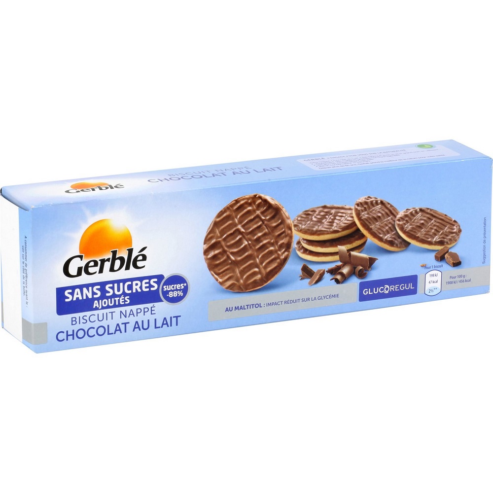 Biscuiti glazurati cu ciocolata si lapte, 125 gr, Gerble Expert Diabetic