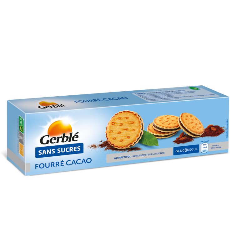 Biscuiti cu crema de ciocolata fara zahar, 185 g, Gerble Expert Dietitic