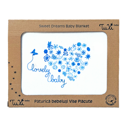 Paturica Sweet Dreams Lovley Baby, 70x90 cm, Alb-Albastru, Tuxi Brands
