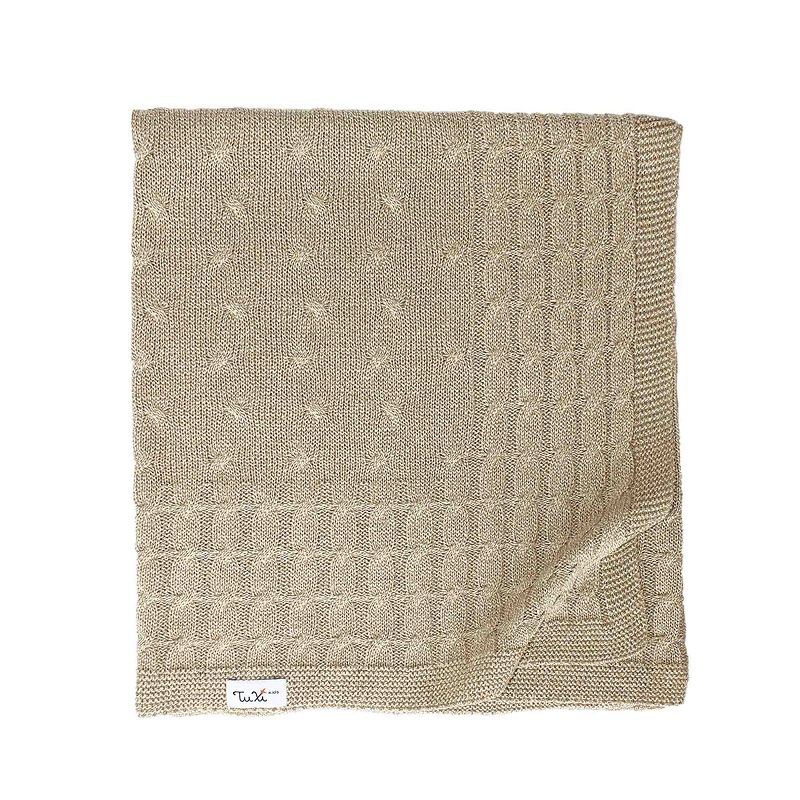 Paturica tricotata Cable, 80x100 cm, Taupe, Tuxi Brands