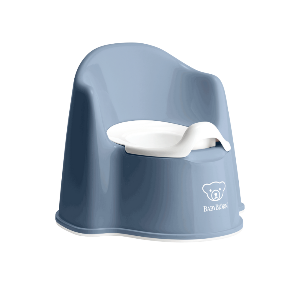 Olita cu protectie pentru spate Potty Chair Deep, Blue-White, Babybjorn