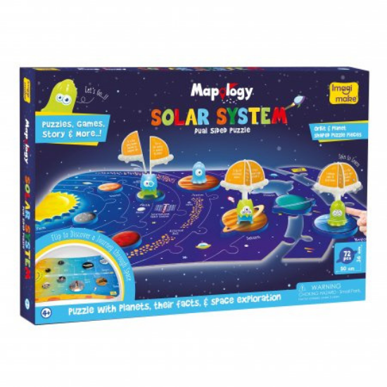 Puzzle cu doua fete  Sistemul Solar, +4 ani, 77 piese, Imagimake