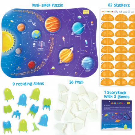 Puzzle cu doua fete  Sistemul Solar, +4 ani, 77 piese, Imagimake 489517