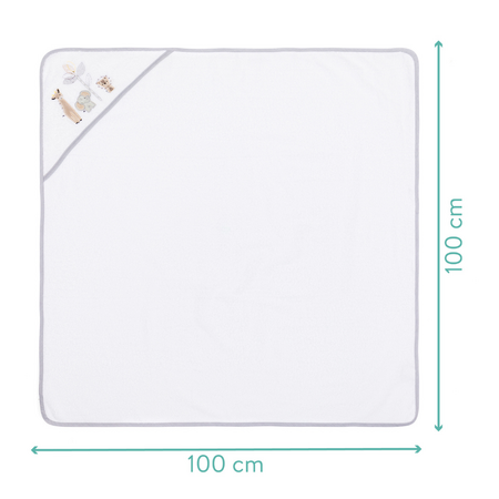 Prosop si manusa brodata Safari, 100x100 cm, Alb, Fillikid 489652