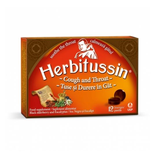 Herbitussin tuse si durere in gat, 12 pastile, Herbitussin