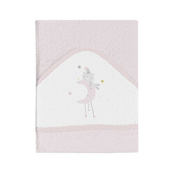 Prosop de baie cu gluga Dulce suenos, alb/roz, 100x100 cm, Bimbi Chic