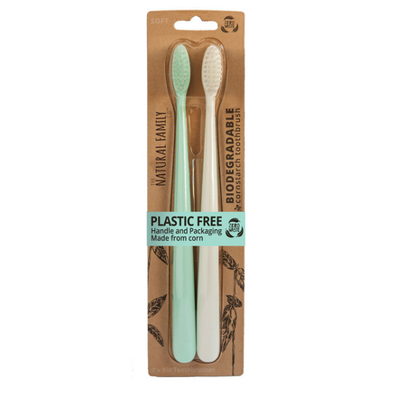 Set 2 periute de dinti biodegradabile, verde si alb, Jack N Jill 490238