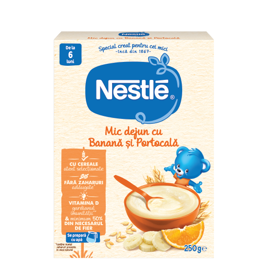 Cereale mic dejun cu banane si portocale, +6 luni, 250 g, Nestle