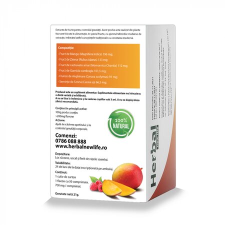 Capsule pentru controlul greutatii si stoparea apetitului Minus, 30 comprimate, Herbal New Life 693241