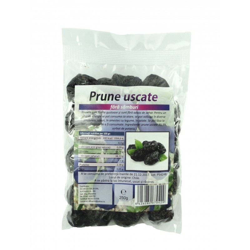 Prune uscate fara samburi, 200 g, Managis