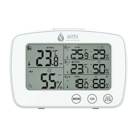 Set Termometru si higrometru digital cu 3 transmitatoare wireless externe Trio, Airbi 490589