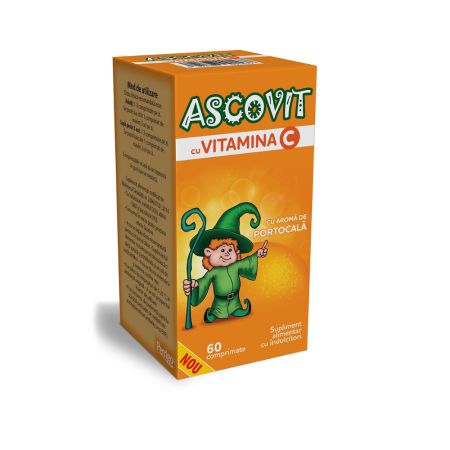 Adcovit cu Vitamina C si aroma de portocala, 60 comprimate, Omega Pharm