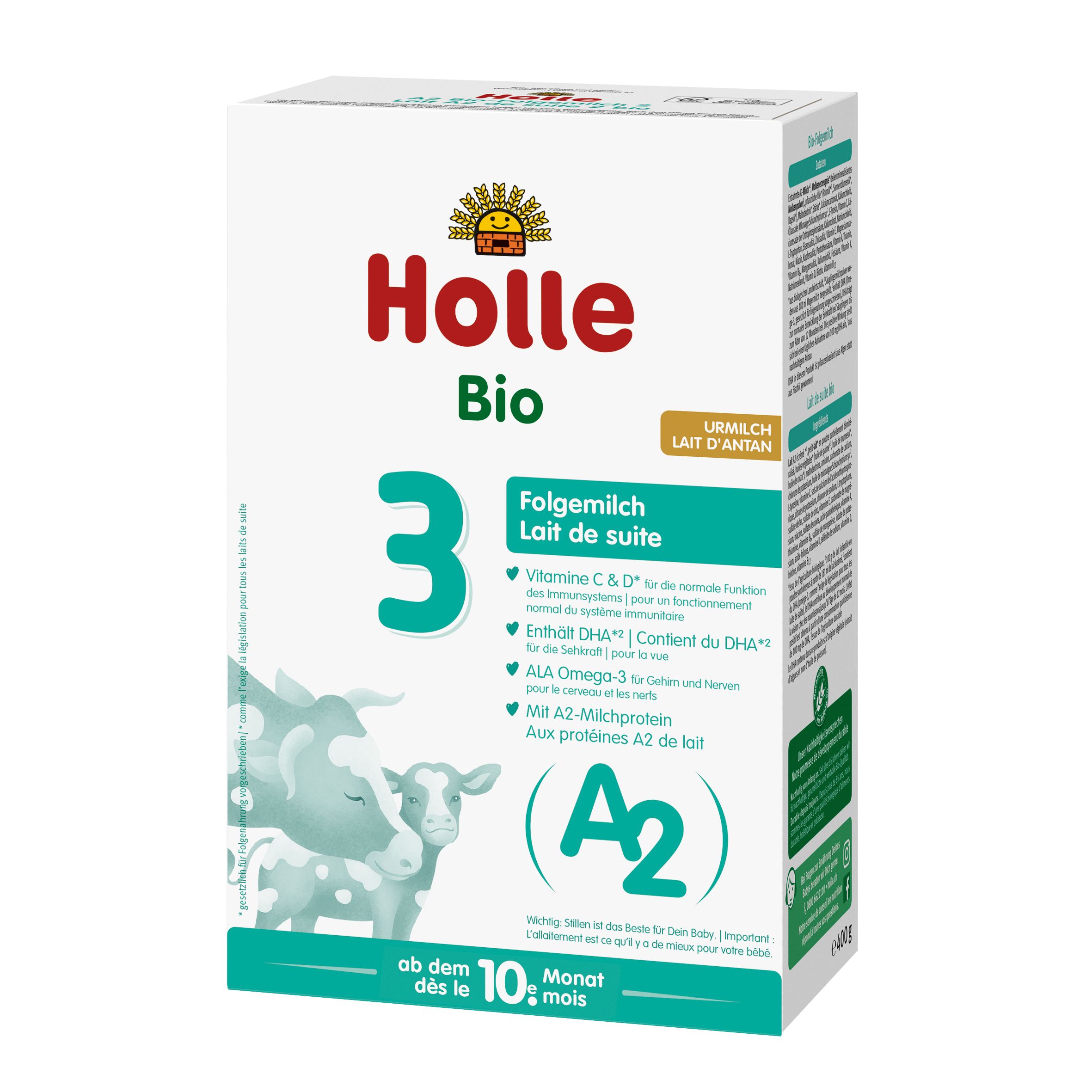 Formula de lapte praf Bio A2, Formula 3, de la 10 luni, 400 gr, Holle