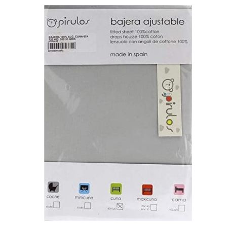 Cearceaf 100% bumbac, Gri, 120x60 cm, Pirulos 490680