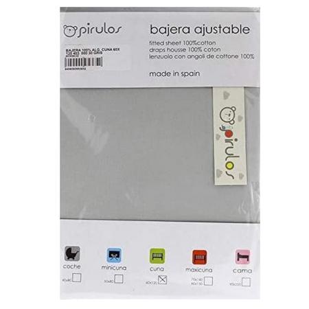 Cearceaf 100% bumbac, Gri, 120x60 cm, Pirulos 490680