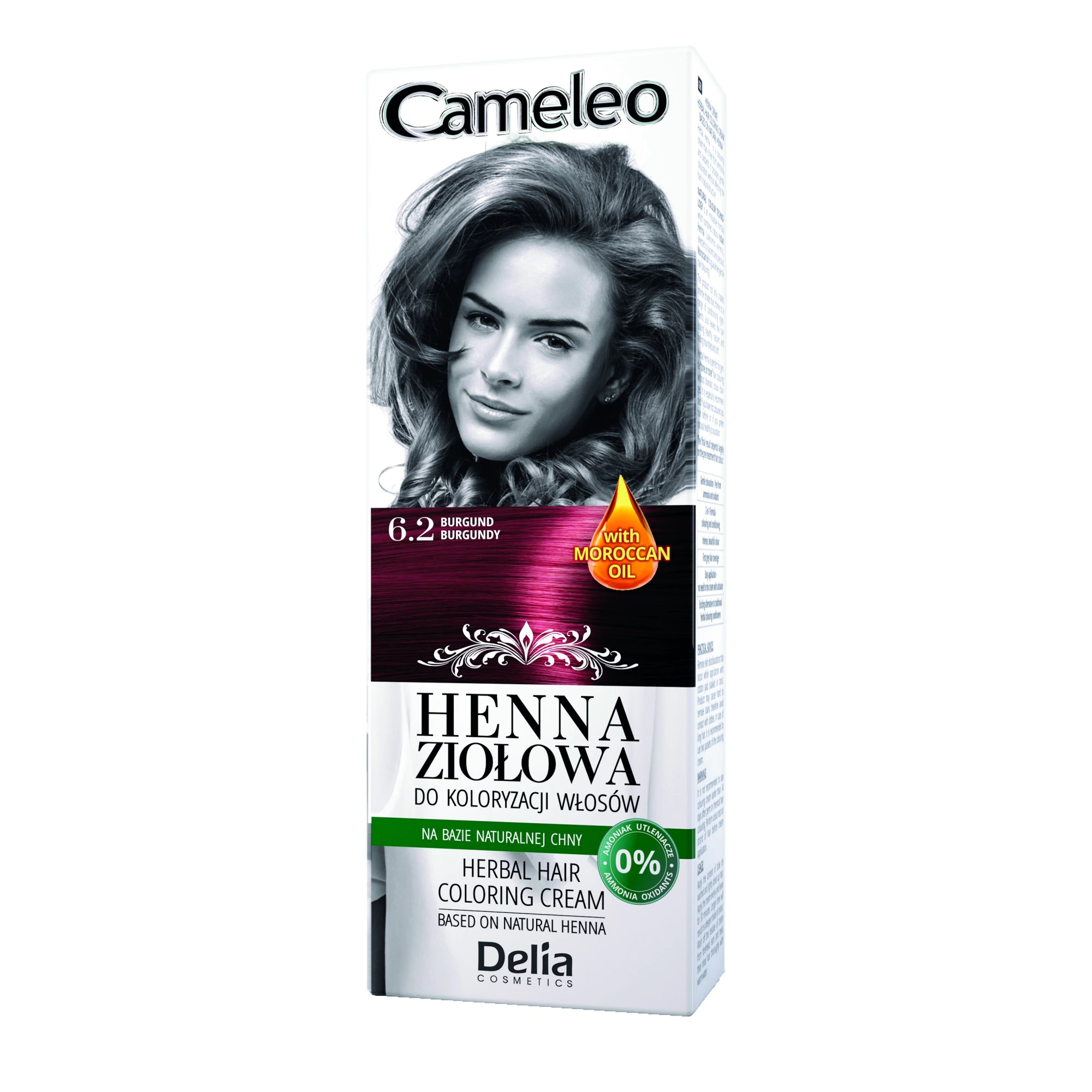 Vopsea pentru par pe baza de Henna, Nr. 6.2 Burgundy, 75 g, Delia Cosmetics