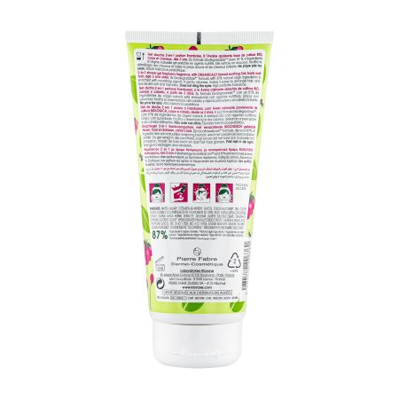 Gel de dus 2 in 1 cu aroma de zmeura Klorane Junior, +3 ani, 200 ml, Klorane Junior 606583