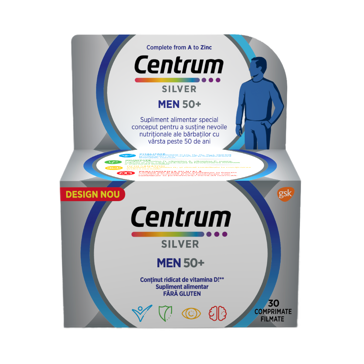 Centrum Silver 50+ pentru barbati, 30 comprimate, GsK