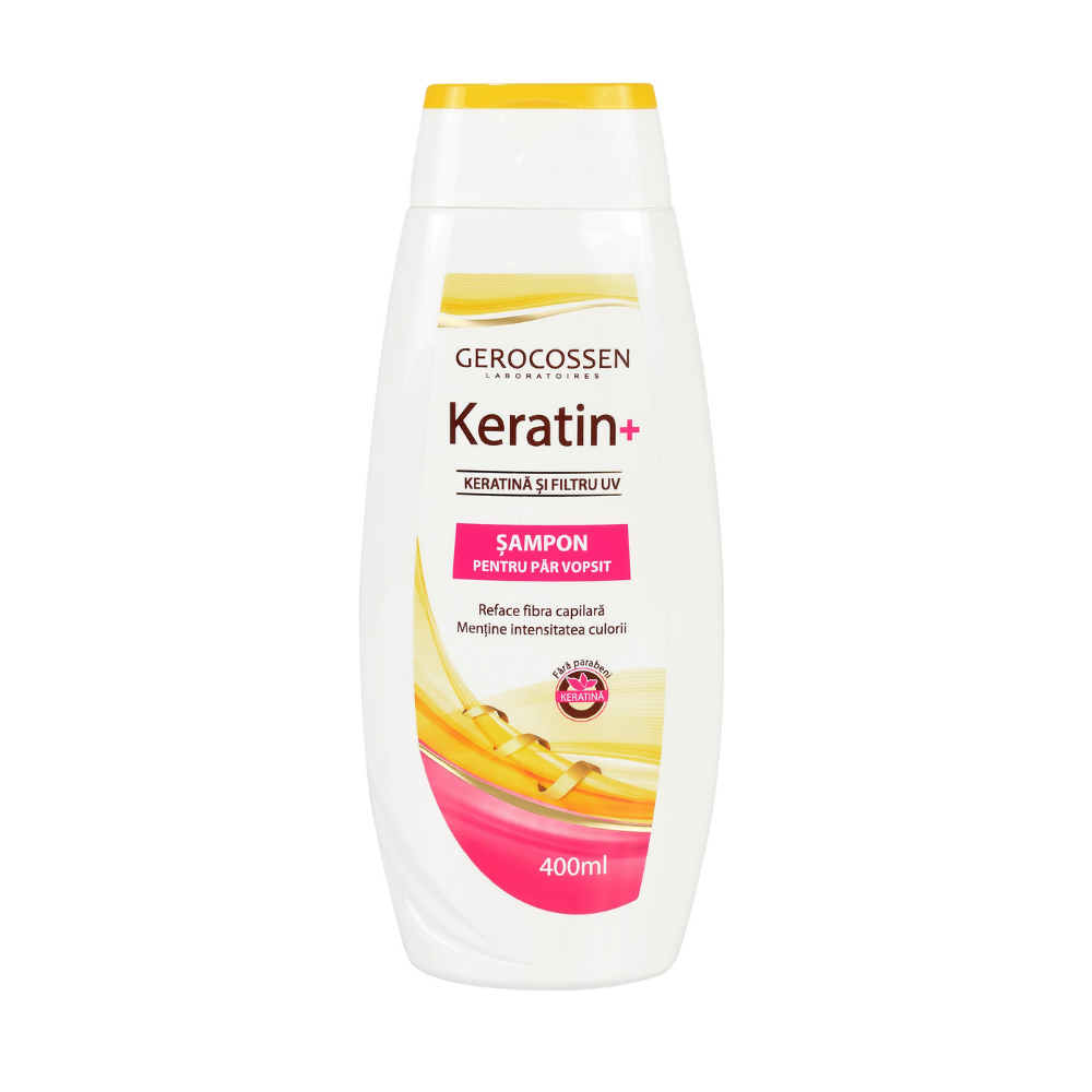 Sampon pentru par vopsit cu keratina si filtru UV Keratin+, 400 ml, Gerocossen