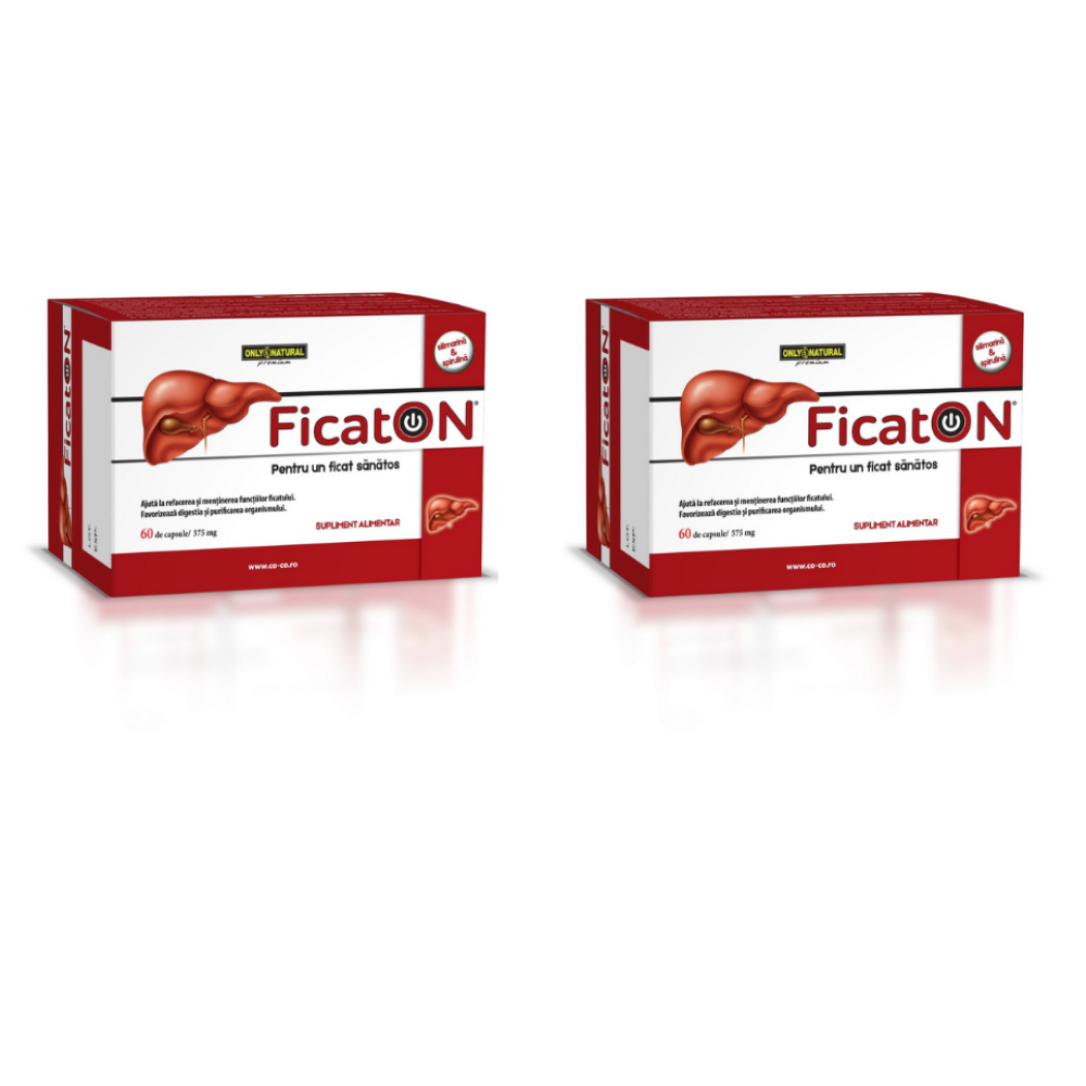 Pachet  FicatON 575 mg, 2x60 capsule, Only Natural