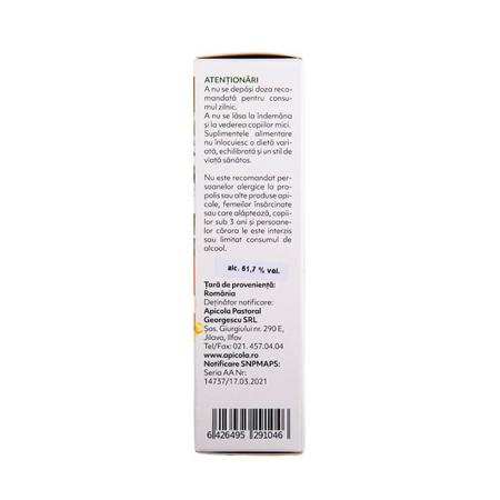 Tinctura de propolis purificat 95%, 30 ml, Albina Carpatina 817007